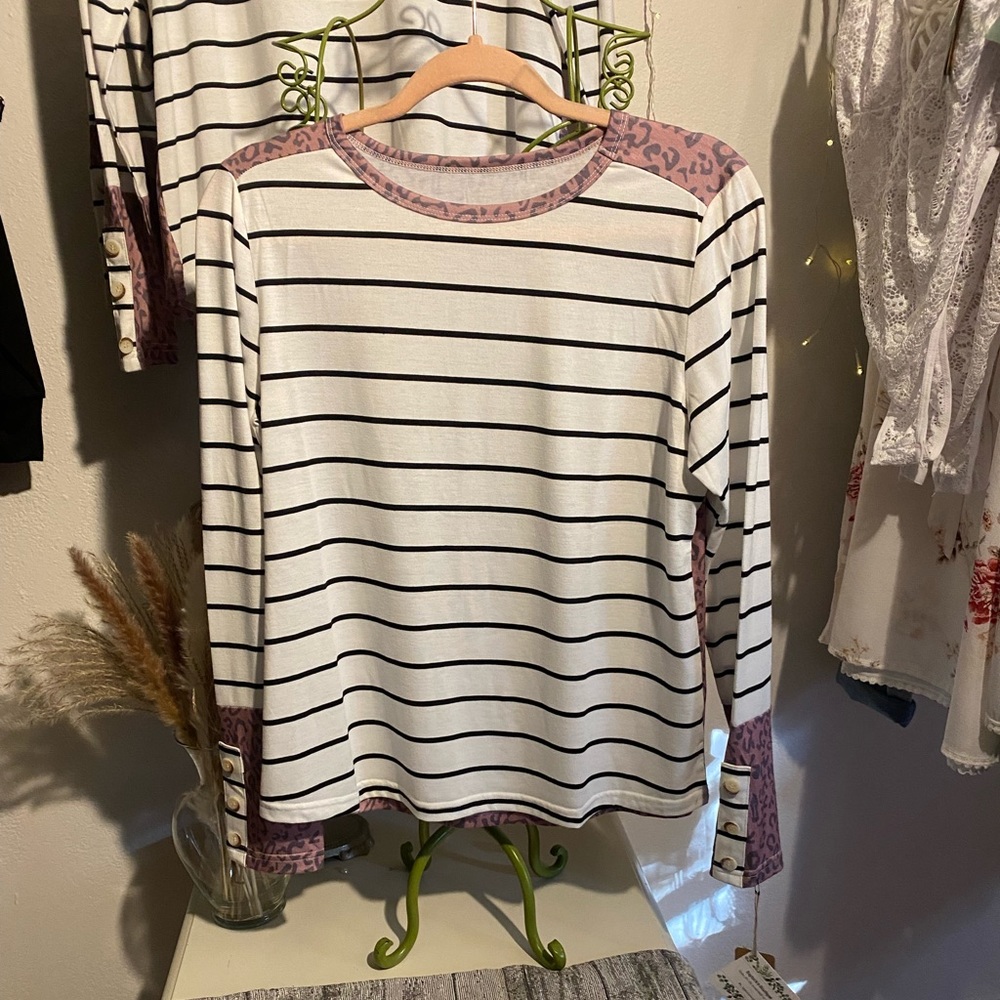 New striped and cheetah print long sleeve